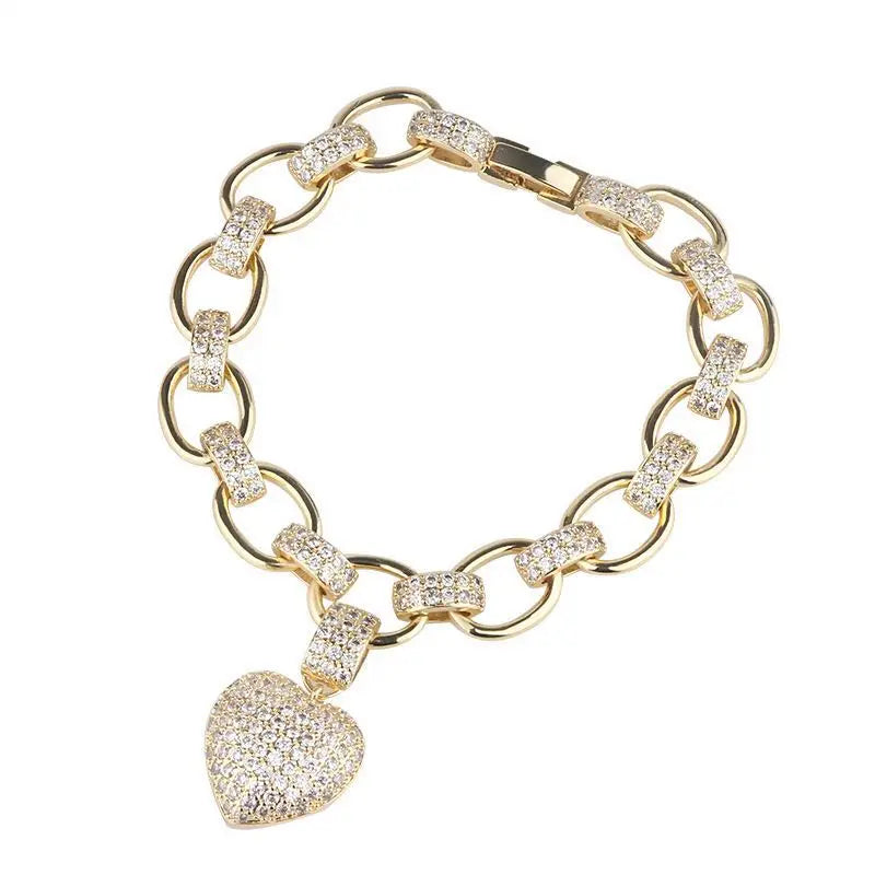 Delicate Heart Shape Bracelet Charms Cubic Zircon Wedding Bijoux B-133