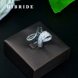 Angel Wing Feather CZ Pave Women Bridal Engagement Ring