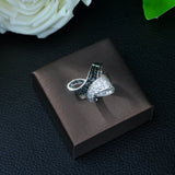 Angel Wing Feather CZ Pave Women Bridal Engagement Ring
