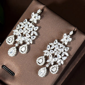Water Drop CZ Dangle Earrings Bridal Jewelry E-520