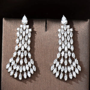 Zirconia Dangle Drop Earrings Women Bridal Wedding Jewelry bijoux E-1046