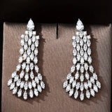 Zirconia Dangle Drop Earrings Women Bridal Wedding Jewelry bijoux E-1046