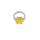 Adjustable Yellow CZ Stone Heart Shape Engagement Ring R-296