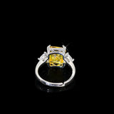 Adjustable Yellow CZ Stone Heart Shape Engagement Ring R-296