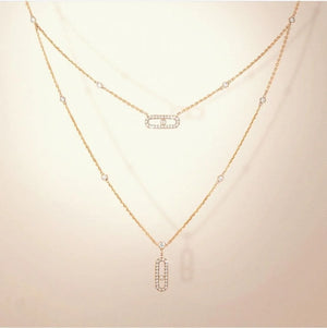 Double Layers Charm Necklace Micro Pave Zirconia Women Necklace&Pendants
