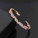 Gold-Color Baguette Bracelet with Cubic Zirconia B-76