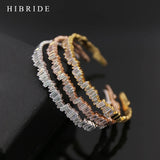 Gold-Color Baguette Bracelet with Cubic Zirconia B-76