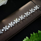 CZ Flower Stone Bracelet Bangle Bridal Wedding Jewelry Gift