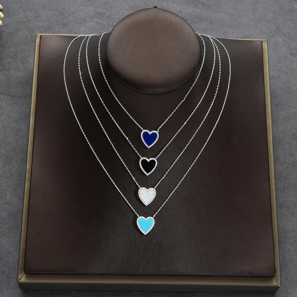 Heart Shape CZ Chain Tennis Necklace for Women