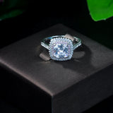Wedding Band Square Shape Setting CZ Big Rings For Women