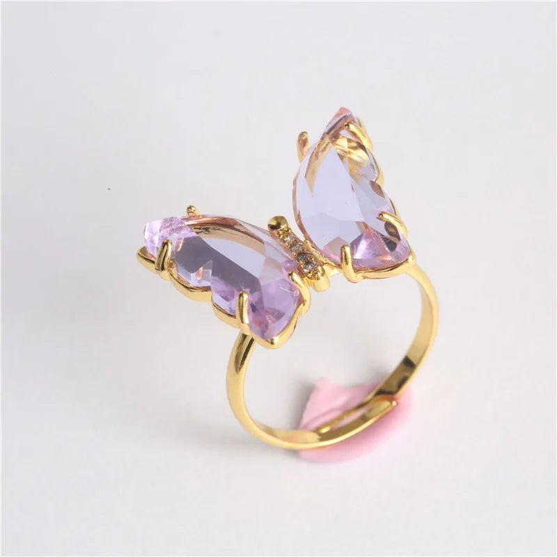 Crystal Open Butterfly Rings for Women Banquet Wedding Rings R-279