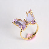 Crystal Open Butterfly Rings for Women Banquet Wedding Rings R-279
