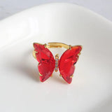 Crystal Open Butterfly Rings for Women Banquet Wedding Rings R-279
