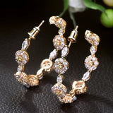 Hollow Out Piercing Hoop Earrings CZ Silver Plated Jewelry