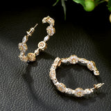 Hollow Out Piercing Hoop Earrings CZ Silver Plated Jewelry