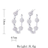 Hollow Out Piercing Hoop Earrings CZ Silver Plated Jewelry