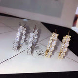 Crystal Baguette Hoop Earrings Wedding Party Brincos E-876