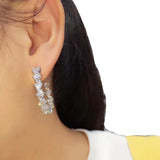 Crystal Baguette Hoop Earrings Wedding Party Brincos E-876