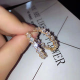 Crystal Baguette Hoop Earrings Wedding Party Brincos E-876