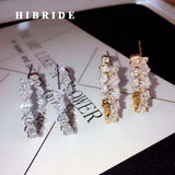Crystal Baguette Hoop Earrings Wedding Party Brincos E-876