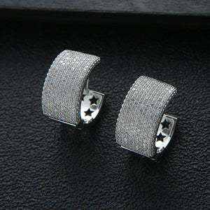 Cubic Zircon Pave Statement Hoop Earrings For Women Wedding Bridal E1019