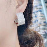 Cubic Zircon Pave Statement Hoop Earrings For Women Wedding Bridal E1019