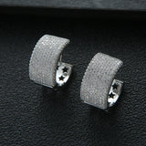 Cubic Zircon Pave Statement Hoop Earrings For Women Wedding Bridal E1019