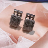 Cubic Zircon Pave Statement Hoop Earrings For Women Wedding Bridal E1019
