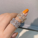 CZ Geometry Open Rings Women Wedding Engagement Party Jewelry R-286