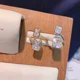 Geometric Cubic Zircon Women Rings Bridal R-250