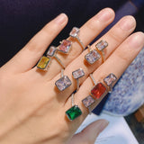 Geometric Cubic Zircon Women Rings Bridal R-250