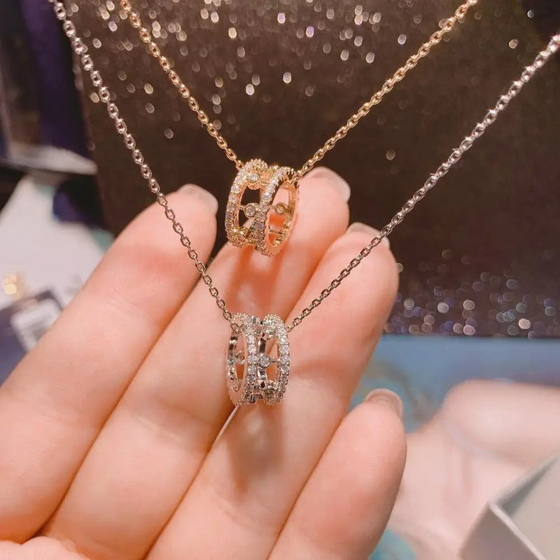 Luck Turntable CZ Engagement Necklace Pendant Bridal Jewelry