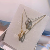 Luck Turntable CZ Engagement Necklace Pendant Bridal Jewelry