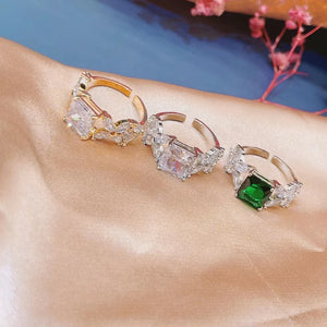 Adjustable Cubic Zirconia Stones Cuff Ring for Women R-284