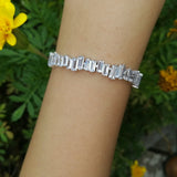Cubic Zirconia Baguette Bangles&Bracelets Adjustable Link Cuff Bangle