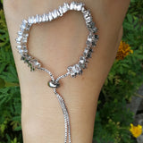Cubic Zirconia Baguette Bangles&Bracelets Adjustable Link Cuff Bangle