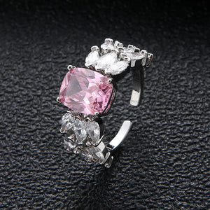 Heart Shape Pink Purple CZ Stone Engagement Ring for Women