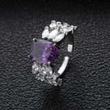 Heart Shape Pink Purple CZ Stone Engagement Ring for Women