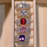 Heart Shape Pink Purple CZ Stone Engagement Ring for Women