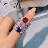 Heart Shape Pink Purple CZ Stone Engagement Ring for Women