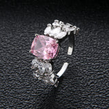Heart Shape Pink Purple CZ Stone Engagement Ring for Women