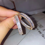 CZ Baguette Hoop Earrings for Women Jewelry