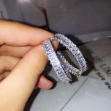 CZ Baguette Hoop Earrings for Women Jewelry