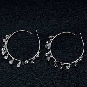 Tassel Drop CZ Statement MAXI Hoop Earring For Women Wedding