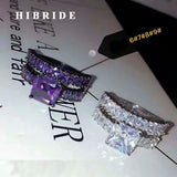 Purple Cubic Zircon Women Ring Bridal Wedding Party Rings