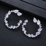 Water Drop Stud Earrings Cubic Zirconia Wedding Bridal Jewelry Party Accessories