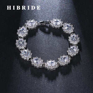 Vintage Flower CZ Women Wedding Bracelet Jewelry
