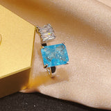 Zircons Square Baguette CZ Engagement Ring Silver