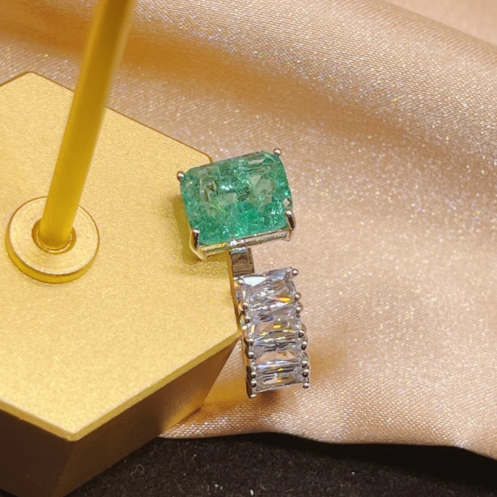 Zircons Square Baguette CZ Engagement Ring Silver