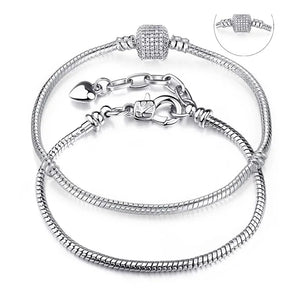 Silver Plated Snake Chain Charm Bracelet